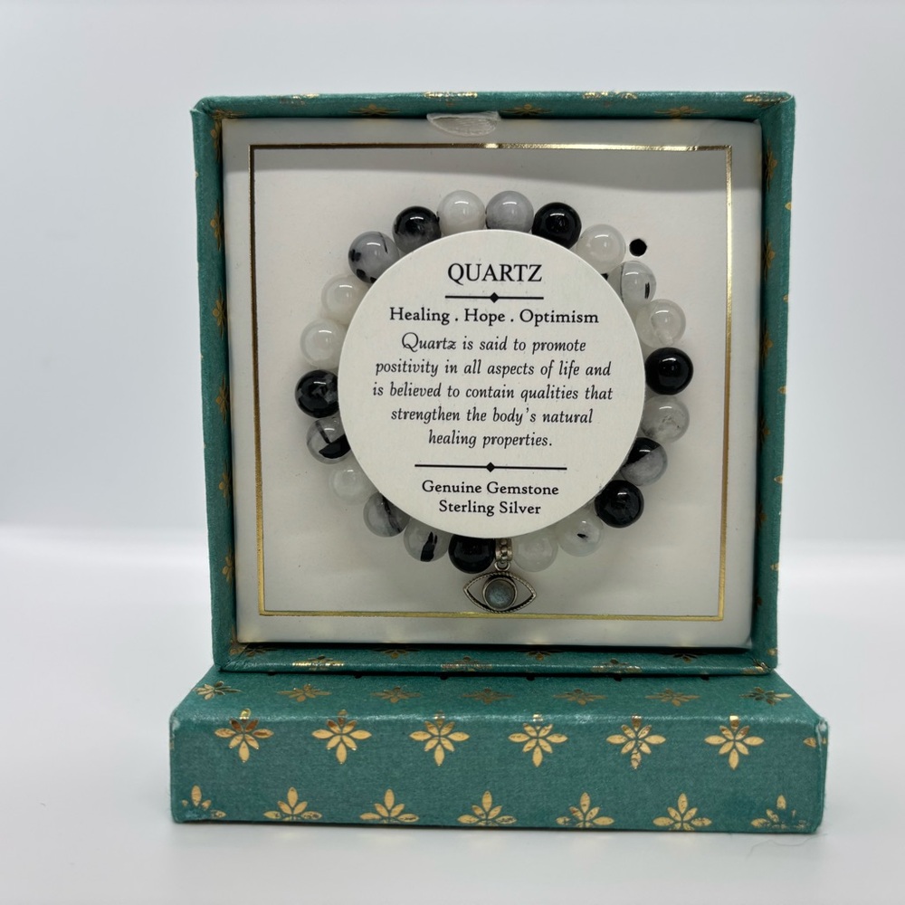 NWT Y2K. Shivam Quartz Beaded Bracelet – Black & Clear – One Size